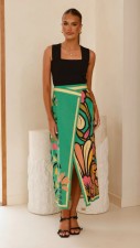 Fashion Floral Print Split Sexy Long Skirt Set SHD-9796
