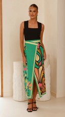 Fashion Floral Print Split Sexy Long Skirt Set SHD-9796