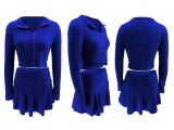 Solid Color Zipper Top Ruffles Skirt 2 Piece Set SFY-2809