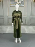 Solid Color Long Sleeved Pleated Dress GZRF-77091