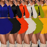 Solid Color Zipper Top Ruffles Skirt 2 Piece Set SFY-2809