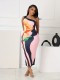 Print Single Shoulder Slim Maxi Dress GDNY-2002