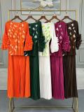 Folded Printed Top+Casual Pants 2 Piece Set  GZRF-77127