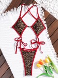 Leopard Print Tie Up One Piece Swimsuit CASF-6757