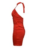 Solid Color Halterneck Sleeveless Mini Dress GDNY-1083