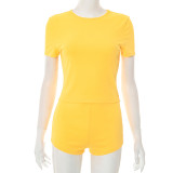 Solid Color Short Sleeve T Shirt Short Suit MXBF-J25ST131