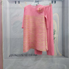 Solid Color Pleated Loose Two Piece Pants Set GZRF-709