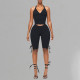Halterneck Solid Color Tops Bow Pants Suit MXBF-J25ST089