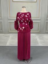 Folded Printed Top+Casual Pants 2 Piece Set  GZRF-77127