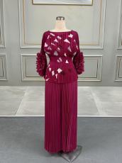 Folded Printed Top+Casual Pants 2 Piece Set  GZRF-77127