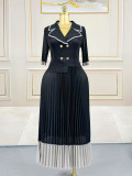 Patchwork Contrast Color Long Sleeve Maxi Dress GZRF-250323