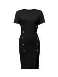 Solid Color Sleeveless Split Midi Dress GDNY-2018