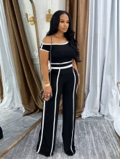 Sleeveless Patchwork Two Piece Pants Set QYMF-3079