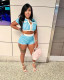 Short Sleeve Print Tight  Two Piece Skirts Set QYMF-3076