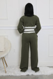 High Collar Zipper Patchwork Two Piece Pants Set QYMF-3066
