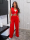 Sleeveless Soiid Color Two Piece Pants Set QYMF-3075