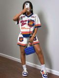 Fashion Print Loose Short Sleeve Shorts Suit GBGF-6071-1