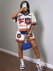 Fashion Print Loose Short Sleeve Shorts Suit GBGF-6071-1