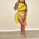 Plus Size Solid Mesh Patchwork Bikinis 3 Piece Swimsuit NY-2787