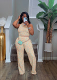 Sleeveless Print Wide Leg Pants 2 Piece Set QYMF-3156