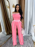Sleeveless Patchwork Two Piece Pants Set QYMF-3079