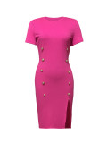 Solid Color Sleeveless Split Midi Dress GDNY-2018