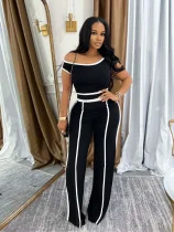 Sleeveless Patchwork Two Piece Pants Set QYMF-3079