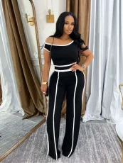 Sleeveless Patchwork Two Piece Pants Set QYMF-3079