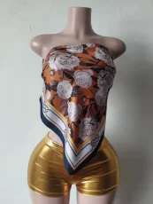 Pre Order: About 7 work days shipping Tube Top Sling Print Pants Suit YUEM-300701