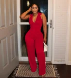 Sleeveless Zipper Tops Two Piece Pants Set QYMF-3084