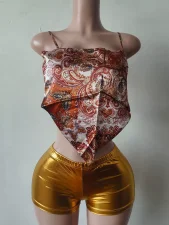 Pre Order: About 7 work days shipping Tube Top Sling Print Pants Suit YUEM-300701