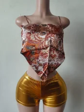 Pre Order: About 7 work days shipping Tube Top Sling Print Pants Suit YUEM-300701