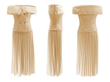 Off Shoulder Tops Pleated Long Skirts 2 Piece Set QYMF-3247