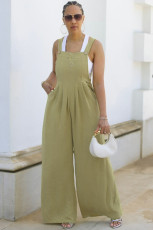 Solid Color Loose Back Pants Jumpsuit QYMF-3154