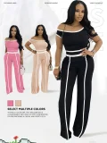 Sleeveless Patchwork Two Piece Pants Set QYMF-3079
