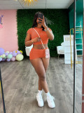Solid Color Tight Two Piece Shorts Set QYMF-3153