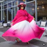 Bat Sleeve Top Gradient Pleated Skirt Two Piece Set GZRF-KH-0108