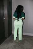 Color Block Short Sleeve Top Pants Suit QYMF-3148