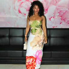 Floral Printed Sleeveless Tube Top Dress GSLF-K25D73042
