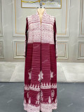 Pleated Long Sleeve Print Long Coat GZRF-602