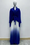 Bat Sleeve Top Gradient Pleated Skirt Two Piece Set GZRF-KH-0108