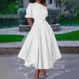 Solid Color Half Sleeve Maxi Dress QYMF-3236