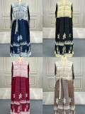 Pleated Long Sleeve Print Long Coat GZRF-602