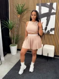 Sleeveless Tank Tops Casual Two Piece Skirts Set QYMF-3089