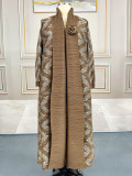 Pleated Print Cardigan Long Coats GZRF-77102