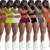 Solid Color Tight Two Piece Shorts Set QYMF-3153