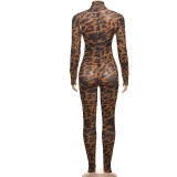 Leopard Print Long Sleeve Jumpsuit GSLF-K24Q71125