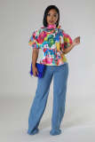Casual Print Short Sleeve Shirts QYMF-3062