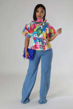 Casual Print Short Sleeve Shirts QYMF-3062