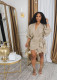 Solid Color Pleated V Neck Mini Dress QYMF-3058